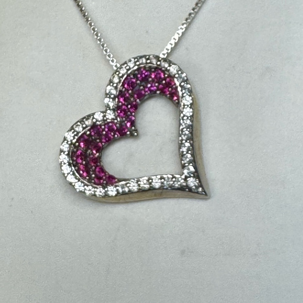 925 Floating Ruby Heart Necklace - image 3